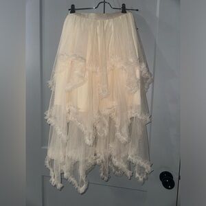 Cream ivory beige layered country concert tulle skirt small